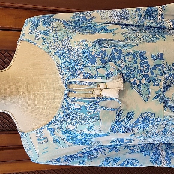 NWT Lilly Pulitzer Azita Tunic Dress In Toile Me About It print - Size XL - Picture 2 of 10